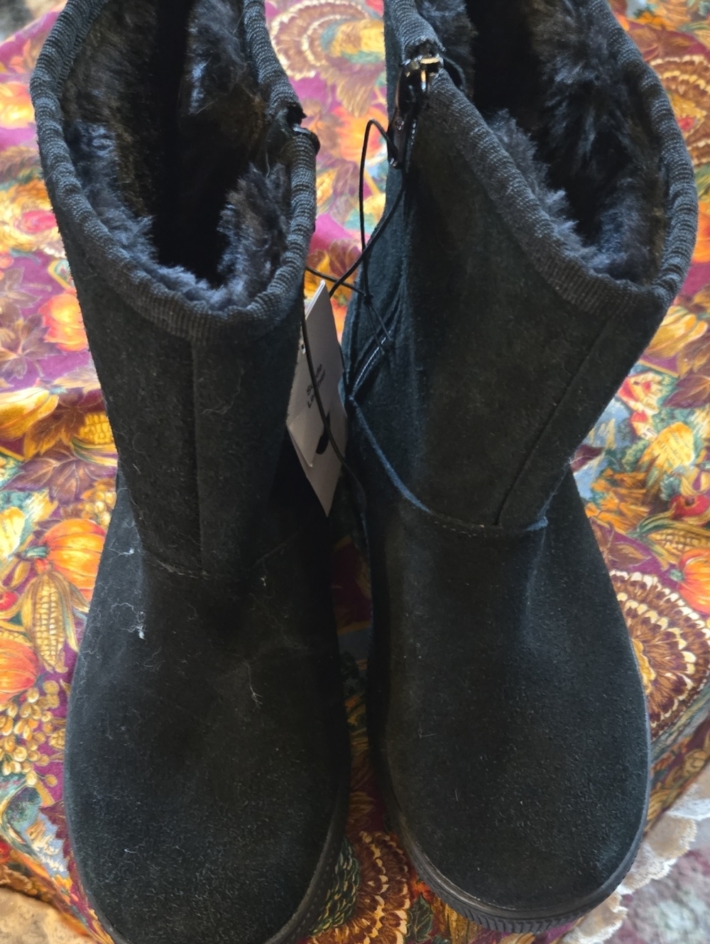 Cat & Jack Black Faux-Suede Fur-Lined Winter Boots